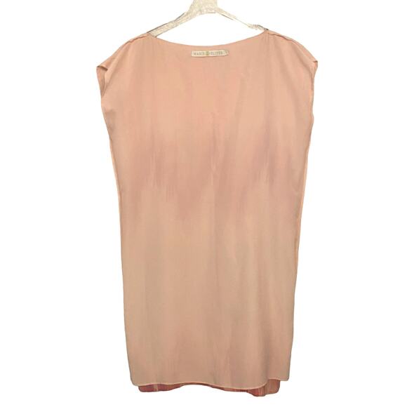 MARIE OLIVER Silk Kimono Mini Dress Small Blush Pink Orange Fuchsia Billowy READ - Picture 10 of 11
